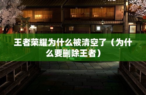 王者荣耀为什么被清空了（为什么要删除王者）